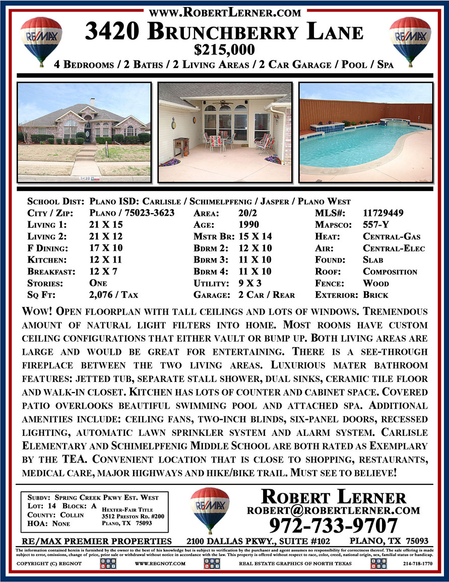 3420 Brunchberry Lane Plano, TX